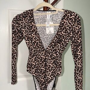 Forever 21 Tan and Black Animal Print Bodysuit
